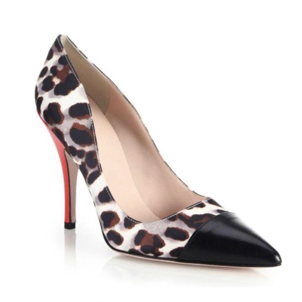 Kate Spade Lace Leather-Trimmed Leopard-Print Sati
